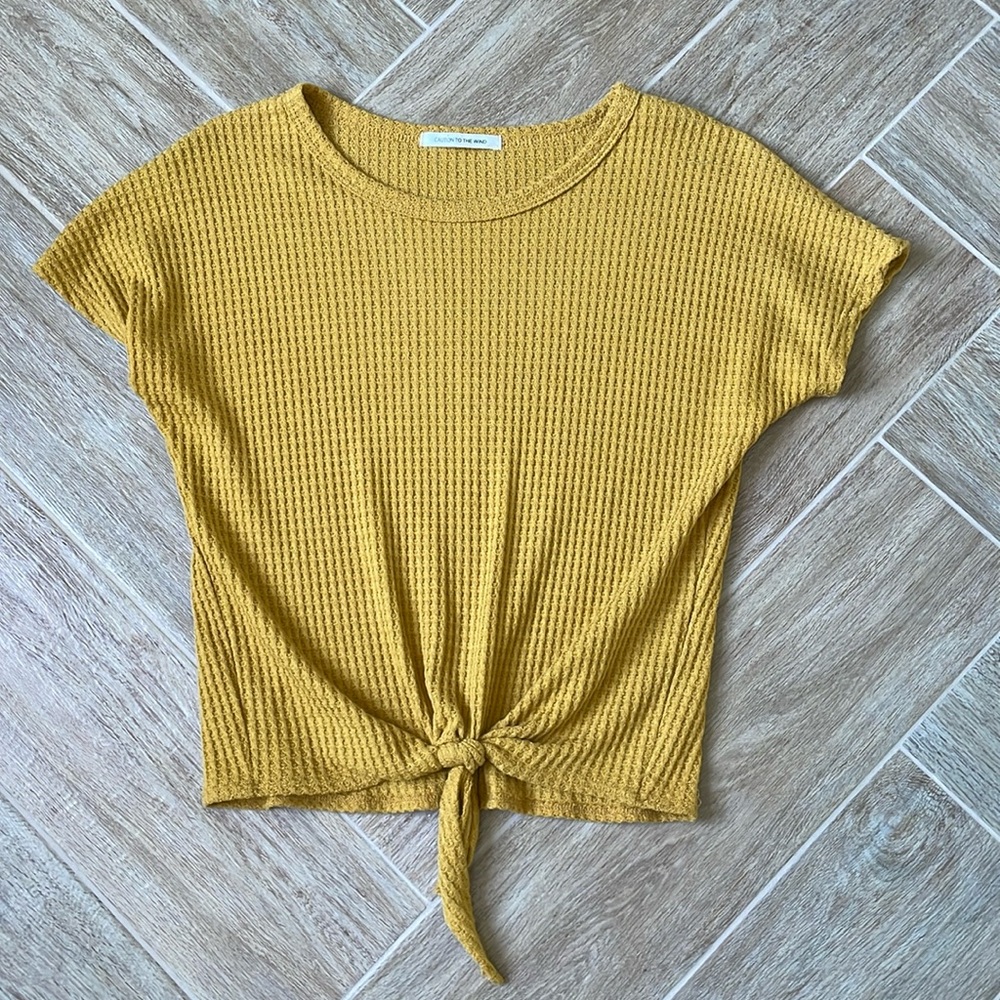 + CAUTION TO THE WIND + Waffle Knit Top